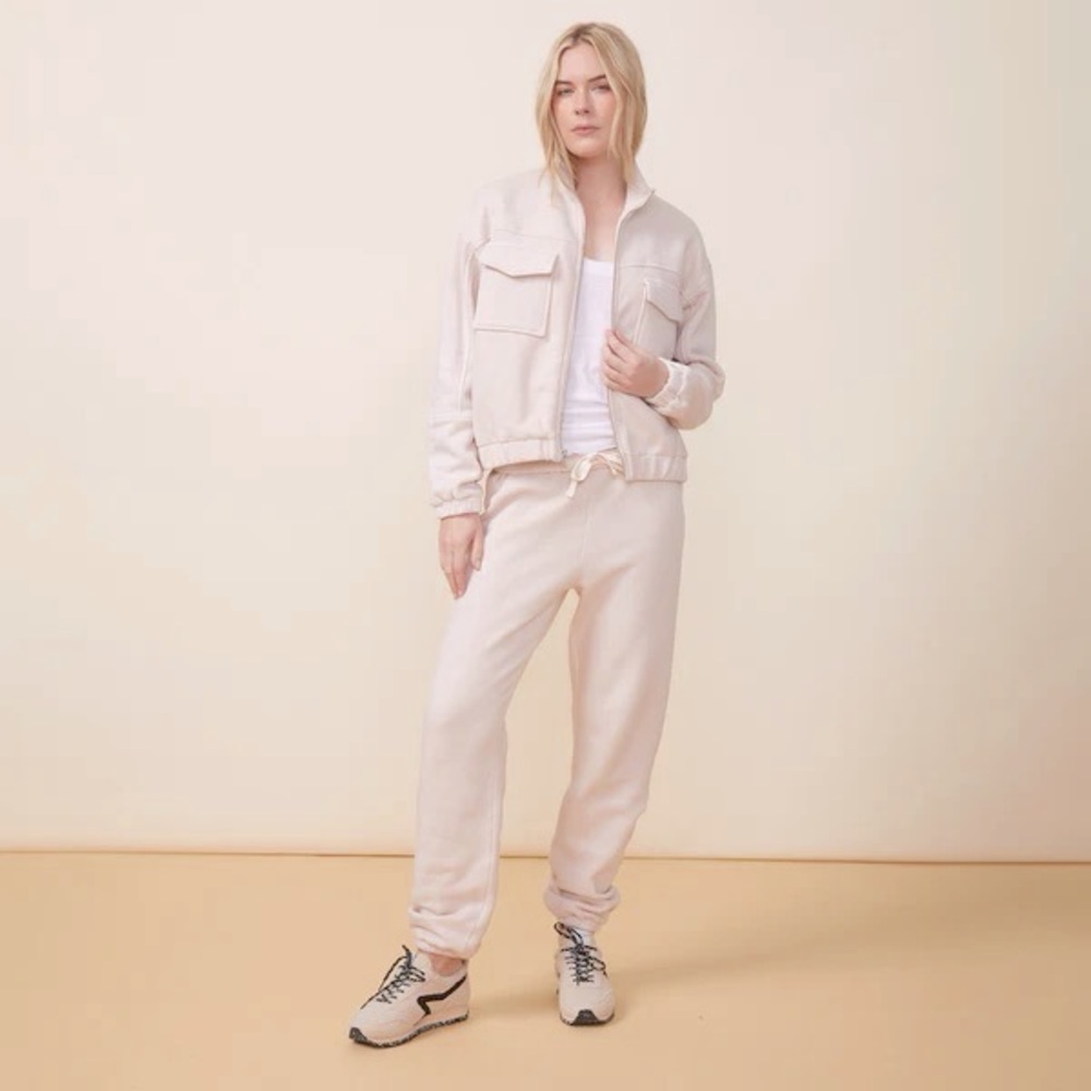 Monrow Seamed Bomber Jacket : sweat set NWT in Bone sz M Jacket pants in Sm